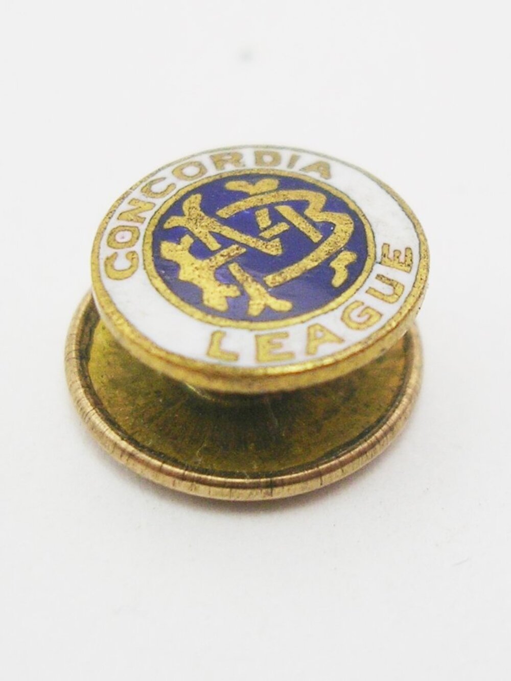 Vintage Concordia League Enamel Hat Lapel Pin screw back Lutheran University
